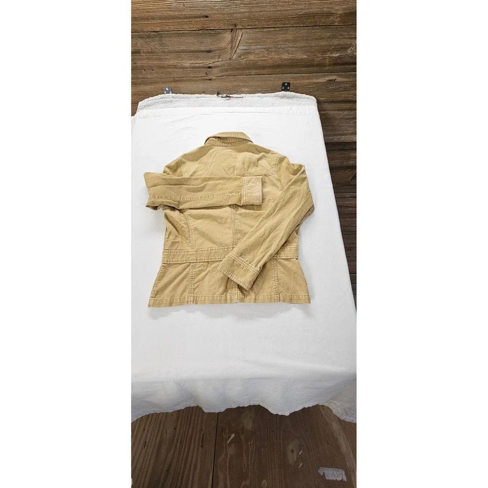 Old Navy Womens Tan Corduroy Button Front Utility Jacket Khaki Size L Cotton